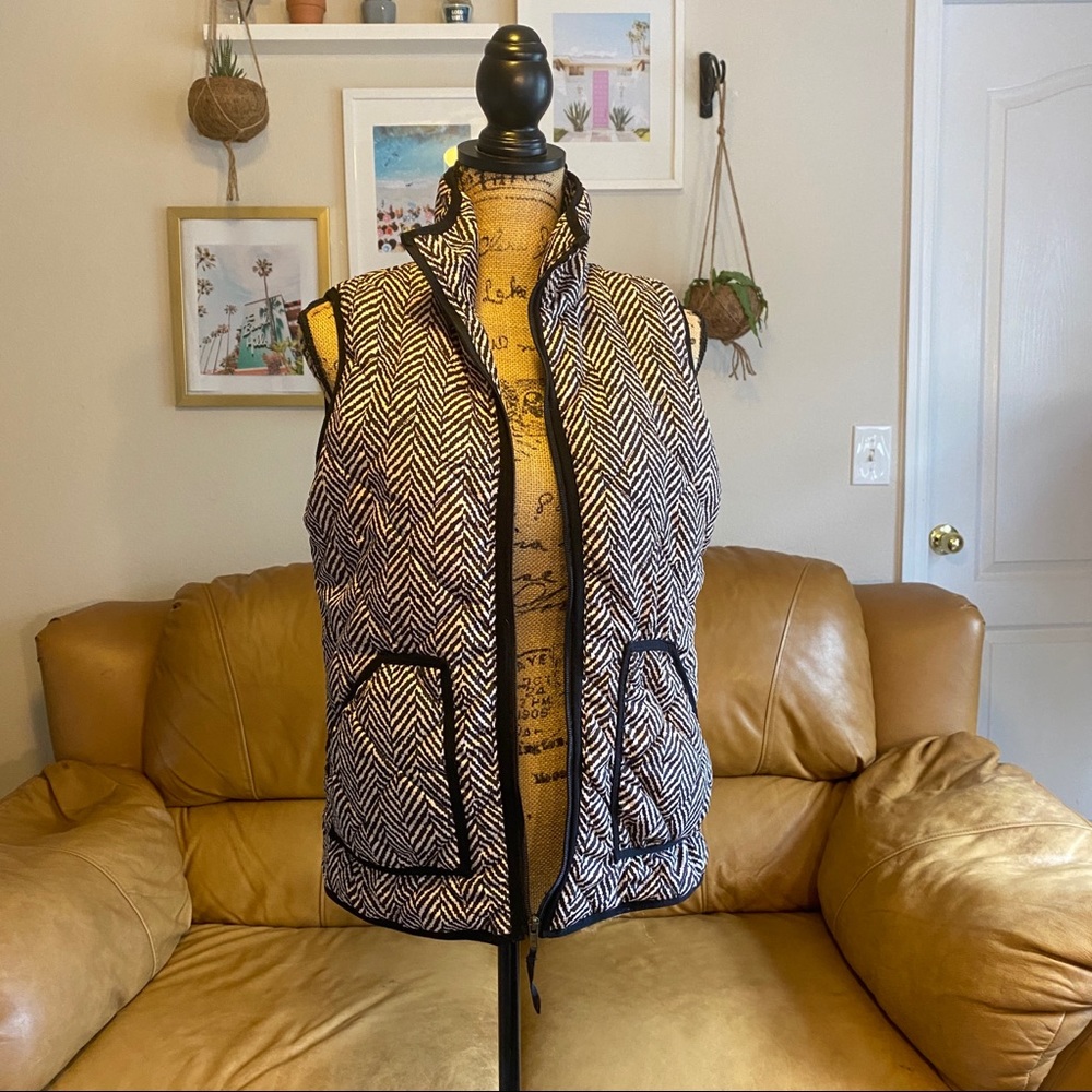 J.Crew style herringbone puffer vest
